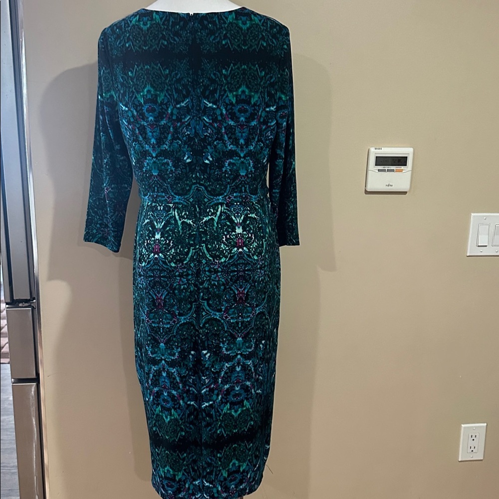 Maggy London Teal and Navy Long Sleeve Dress - Picture 3 of 12